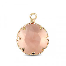 Crystal glass charm 13mm Pink-gold